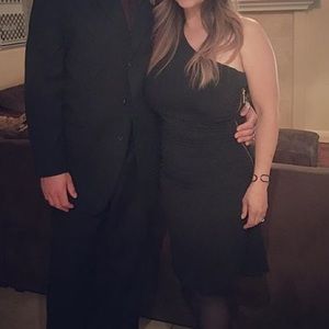 MK Black One Shoulder Flutter Dress